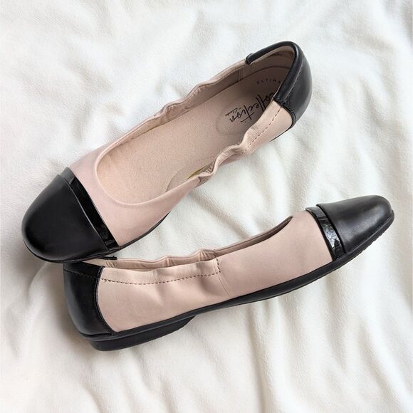Clarks Rena Jazz Ballet Flats Ballerina Flats Shoes Black & Beige Leather Sz 8 - Picture 2 of 13